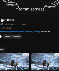 Canal Youtube com mais de 2500 inscritos com mais de 2000 mil horas de exibição