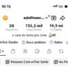 TikTok adolfosecreta 735k seguidores 19 milhões de curtidas conta desde 2021