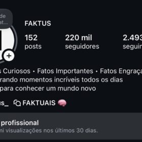 220 MIL SEGUIDORES E MAIS DE 8 MILHÕES DE VIEWS! O MAIS ENGAJADO DO SITE.