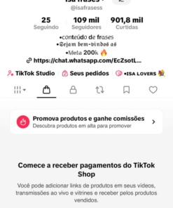CONTA TIKTOK 109K DE SEGUIDORES + TIKTOK SHOP + MONETIZAÇÃO + LIVE STUDIO