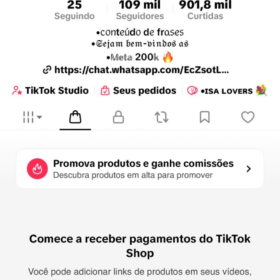 CONTA TIKTOK 109K DE SEGUIDORES + TIKTOK SHOP + MONETIZAÇÃO + LIVE STUDIO