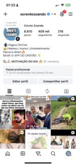 Conta Insta zero restrição, stories medio 50k com 409 mil membros, valor promocional exclusivo de 28.500 por 21.447