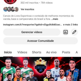 CANAL GIGANTE DE FUTEBOL MONETIZADO E VERIFICADO MUITO ENGAJADO SO POSTAR E FAZER DINHEIRO 302 mil inscritos