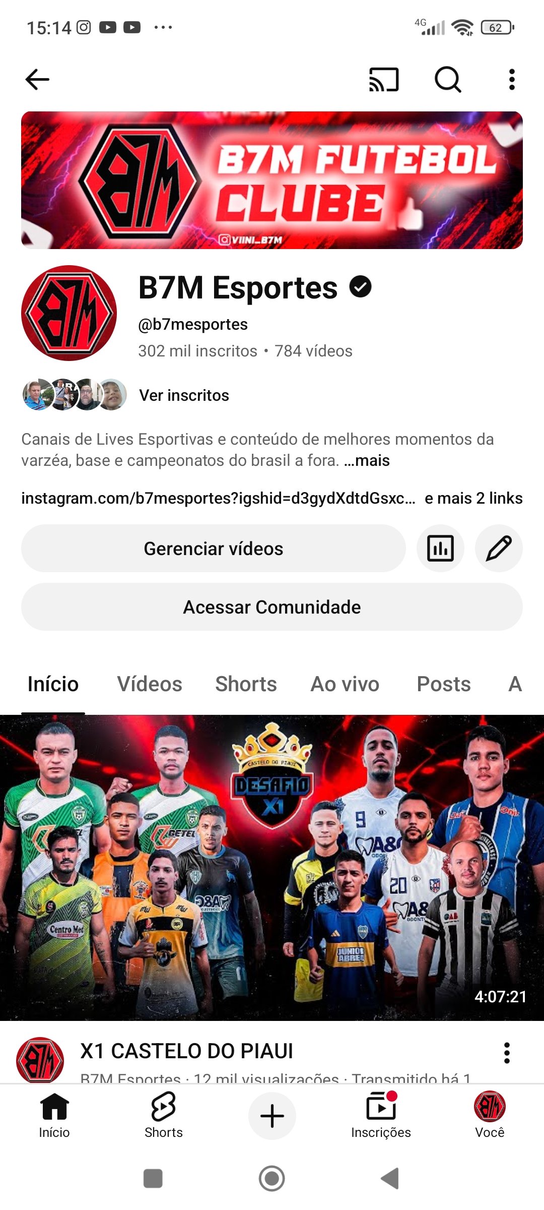 Screenshot_2026-01-06-15-14-28-598_com.google.android.youtube CANAL GIGANTE DE FUTEBOL MONETIZADO E VERIFICADO MUITO ENGAJADO SO POSTAR E FAZER DINHEIRO 302 mil inscritos - Imagem 1