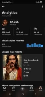 Estou vendendo conta do YouTube,visualização boas,com total de 10.112 k de seguidores