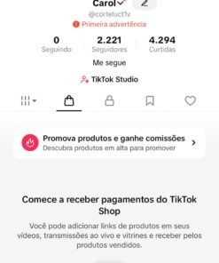 CONTA DO TIKTOK COM SHOP ATIVO +2,2K SEGUIDORES (PROMOVER ATIVO)