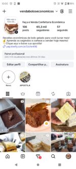 Perfil Instagram MONETIZADO nicho confeitaria com 65 Mil Seguidores