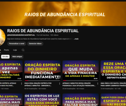 Canal Espiritual Monetizado com 15,6 mil inscritos