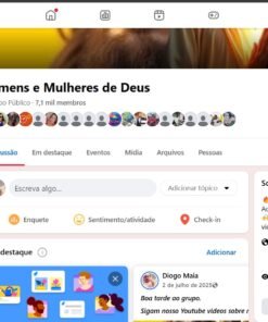 Grupo Facebook 7.100 membros sem nenhuma restrição - Homens e Mulheres de Deus Nome do Grupo
