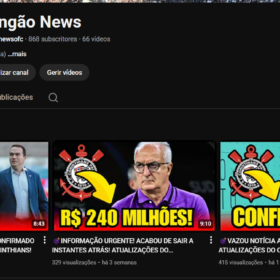 Canal de Notícias do Corinthians 868 inscritos reais 2,6k horas