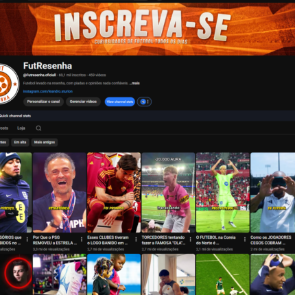 VENDA CANAL SHORTS FUTEBOL.. +70k INSCRITOS