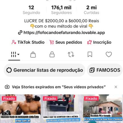 Conta 170 mil seguidores TikTok shop ativo