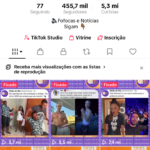 Conta no TikTok com 455,7 mil seguidores SHOP ATIVO Público feminino e mais de 5 milhões de curtidas
