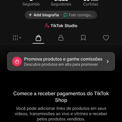 CONTA TIKTOK COM SHOP ATIVO 6.500 MIL SEGUIDORES - SEM DOC. SEM NENHUMA RESTRIÇÃO