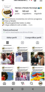 Insta 105mil seguidores e 16 milhões de alcance