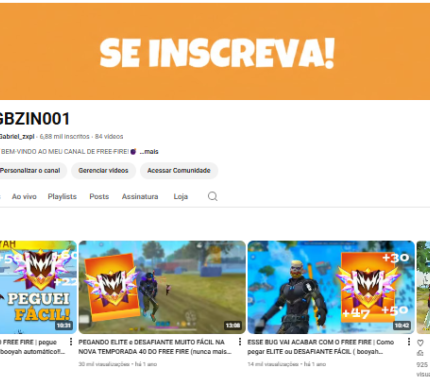 CANAL YOUTUBE 6K MONETIZADO NICHO FREE FIRE (VIDEO LONGO + SHORTS)