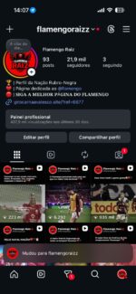 Página de futebol engajada, 21.9k de seguidores orgânicos