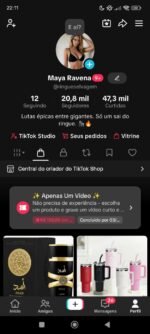 Tiktok conta monetizada com 20 mil 800 seguidores e com mais de 47 mil e 500 curtidas e com tiktok shop ativo com documento