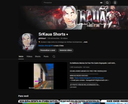 CANAL 124K INSCRITOS COM PLAQUINHA DISPONIVEL