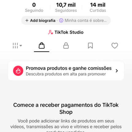 CONTA DO TIKTOK COM SHOP ATIVO +10,7K SEGUIDORES (FALTA 2K VIEW PRA MONETIZAR)