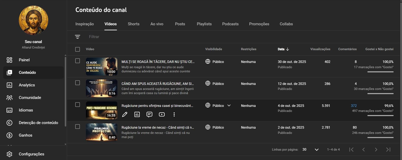 3 Oportunidade: Canal de Espiritualidade e Fé em Romeno | Audiência Fiel e Nicho Evergreen - Imagem 1