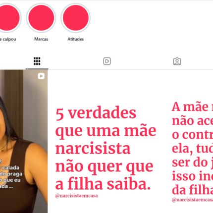 Perfil Instagram sobre narcisismo com mais de 60 mil seguidores engajados