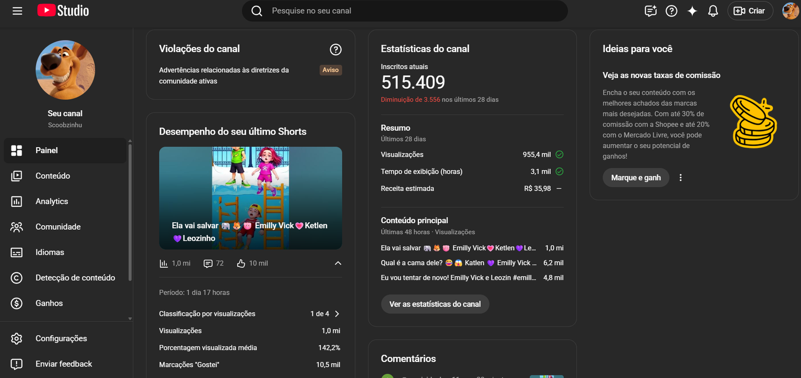 Captura de tela 2026-03-28 124120 (Viralizando) YOUTUBE MONETIZADO 500.000 MIL INSCRITOS P/ SHORTS - Imagem 1