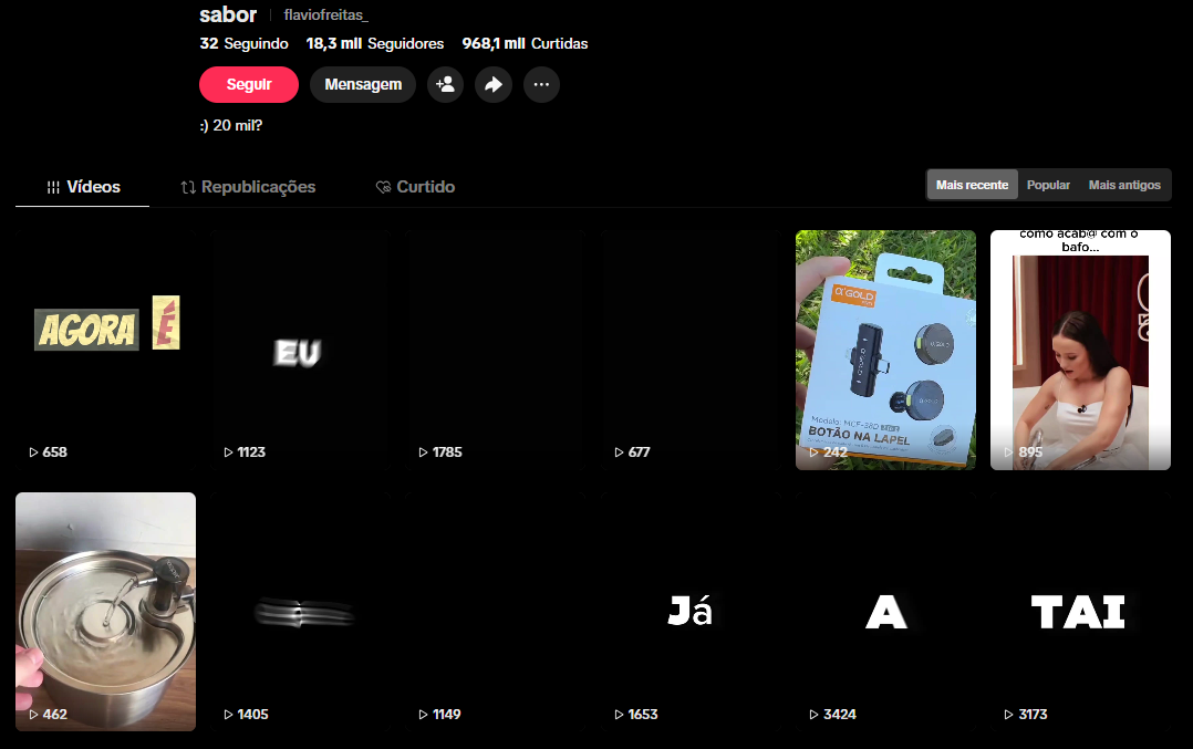 Captura de tela 2026-04-09 151059 CONTA TIKTOK | 18.3K SEG👥 | 968 MIL CURT ❤️ | EX-MONETIZADA 💰 | SUPER ENGAJADA 🚀 - Imagem 1