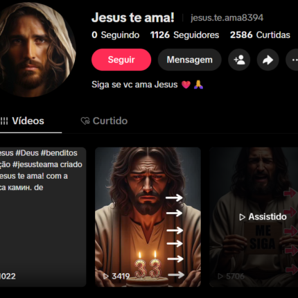 CONTA TIKTOK | 1,1K+ SEG👥 | 2,5K CURT❤️| NICHO CRISTÃO 🙏 | PERFIL DARK MONETIZÁVEL | POTENCIAL DE CRESCIMENTO 🚀