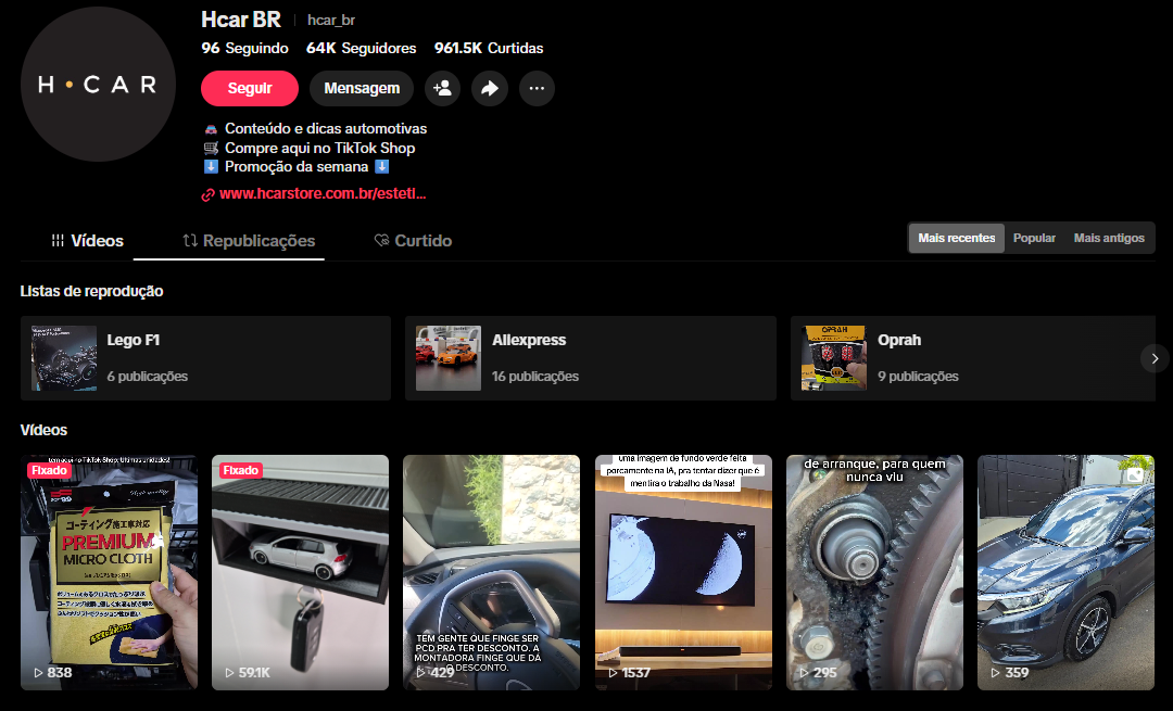 Captura de tela 2026-04-10 160202 CONTA TIKTOK | 64K SEG👥 | 961K CURT❤️| AUTOMOTIVO 🚗 | PERFIL ENGAJADO E PRONTO P/ MONETIZAR 🚀 - Imagem 1