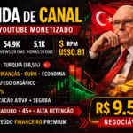 Canal YouTube Monetizado Nicho Finanças Turquia