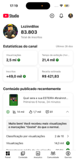 CANAL YOUTUBE MONETIZADO | 84,9k SUBS |+20,86 MILHÕES DE VIEWS | NICHO GAMER (ROBLOX) / FUTEBOL | ALTA RETENÇÃO - Imagem 2