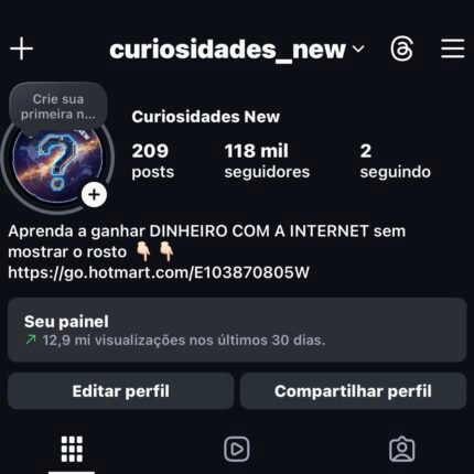 Conta no Instagram com 118k de seguidores