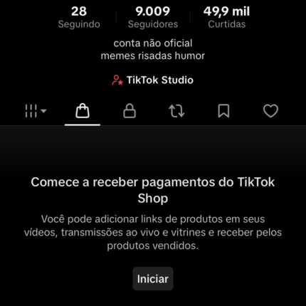 Tiktok 9k seguidores nicho viral rendendo sozinho (Tiktok shop liberado sem DOC) pronta pra faturar 🤑