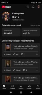 💎 OPORTUNIDADE: CANAL YOUTUBE 8.9K INSCRITOS - NICHO CINEMA (HIGH REACH) 💎