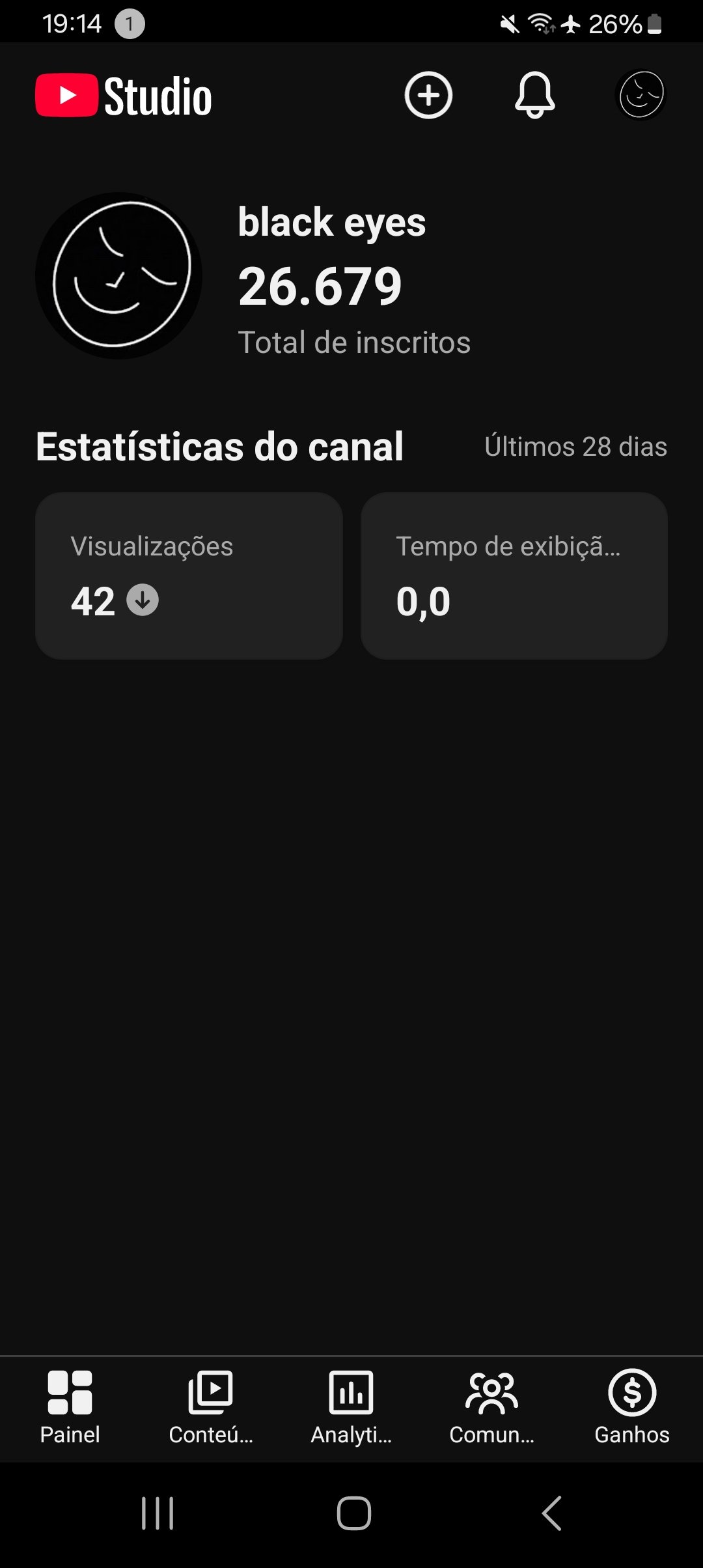 Screenshot_20260316_191459_YT Studio Vendo Canal dark sem conteúdo nenhum mas com o engajamento muito alto. - Imagem 1