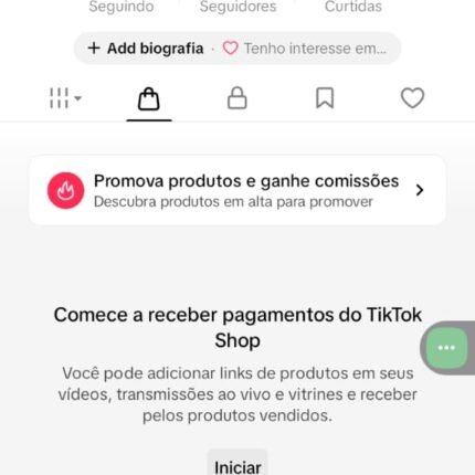 CONTA DO TIKTOK COM SHOP ATIVO +2,4K SEGUIDORES, +9,3K CURTIDAS