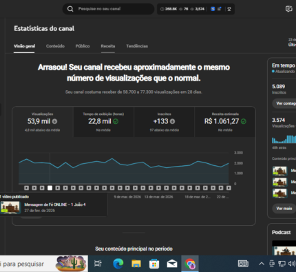 MEGA OPORTUNIDADE: CANAL YOUTUBE MONETIZADO | NICHO FÉ | FATURANDO R$ 1k/MÊS | INCLUI SALDO ADSENSE ACUMULADO!