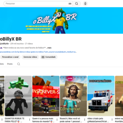 CANAL NO YOUTUBE DE ROBLOX - 230 MIL INSCRITOS