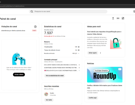 CANAL YOUTUBE MONETIZADO | 7,53K SUBS |+1,47 MILHÃO DE VIEWS | 71 VÍDEOS | NICHO ESPORTES | OPORTUNIDADE