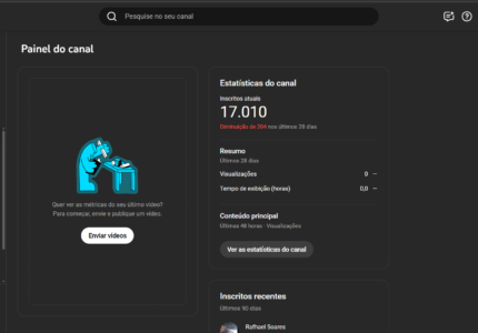 Canal com 17 mil inscritos e engajamento muito alto