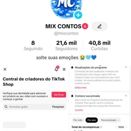CONTA TIKTOK MONETIZADA E SHOP ATIVO