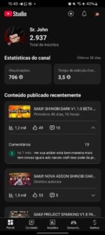 Conta do Youtube com 2.900 inscritos