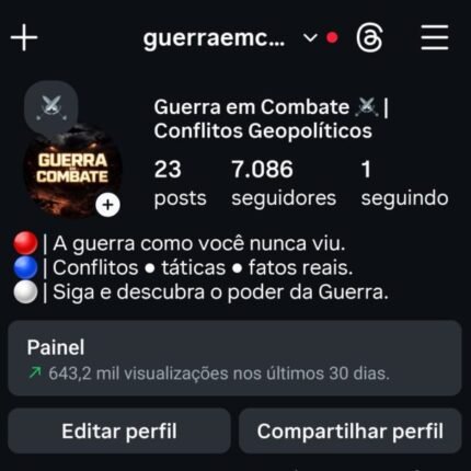 Página com +7k seguidores 100% orgânicos