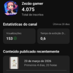 Canal YouTube 4.075 mil inscritos