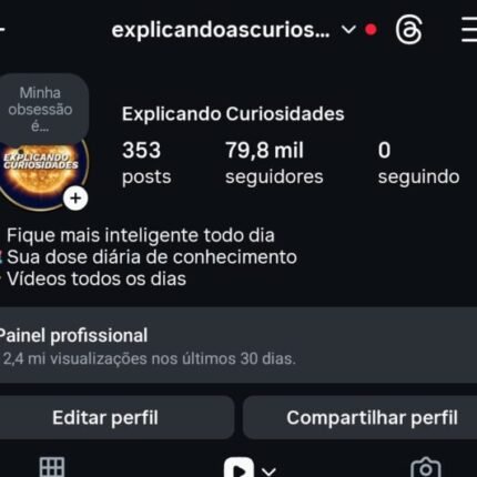 CONTA DARK INSTAGRAM DE CURIOSIDADES, +79K. VÍDEOS COM MÉDIA BOA E OTIMO CRESCIMENTO