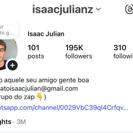 Perfil com 195 mil seguidores engajados!