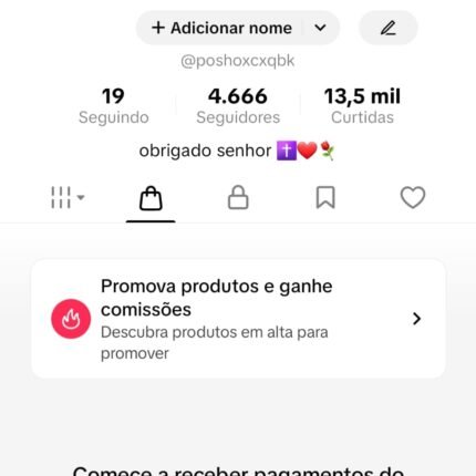 CONTA DO TIKTOK COM SHOP ATIVO +4,6K SEGUIDORES +13,5K CURTIDA(ENGAJAMENTO REAL)