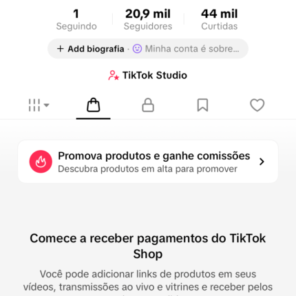 CONTA DO TIKTOK MONETIZADA + SHOP ATIVO +20,9K SEGUIDORES (ENGAJAMENTO REAL)