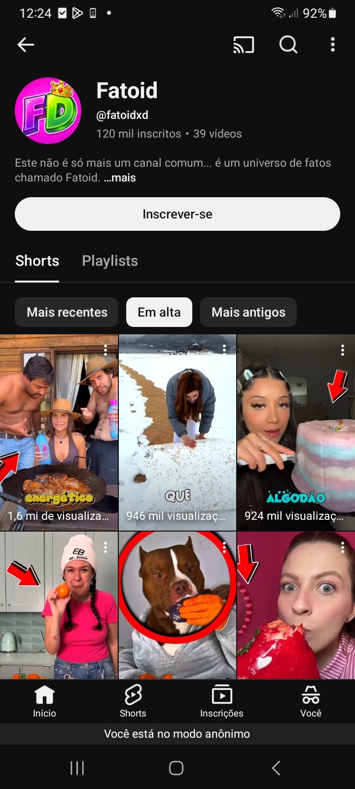 perfil fatoid 120K CANAL DARK 120K DE INSCRITOS MUITO ENGAJADO! - Imagem 1